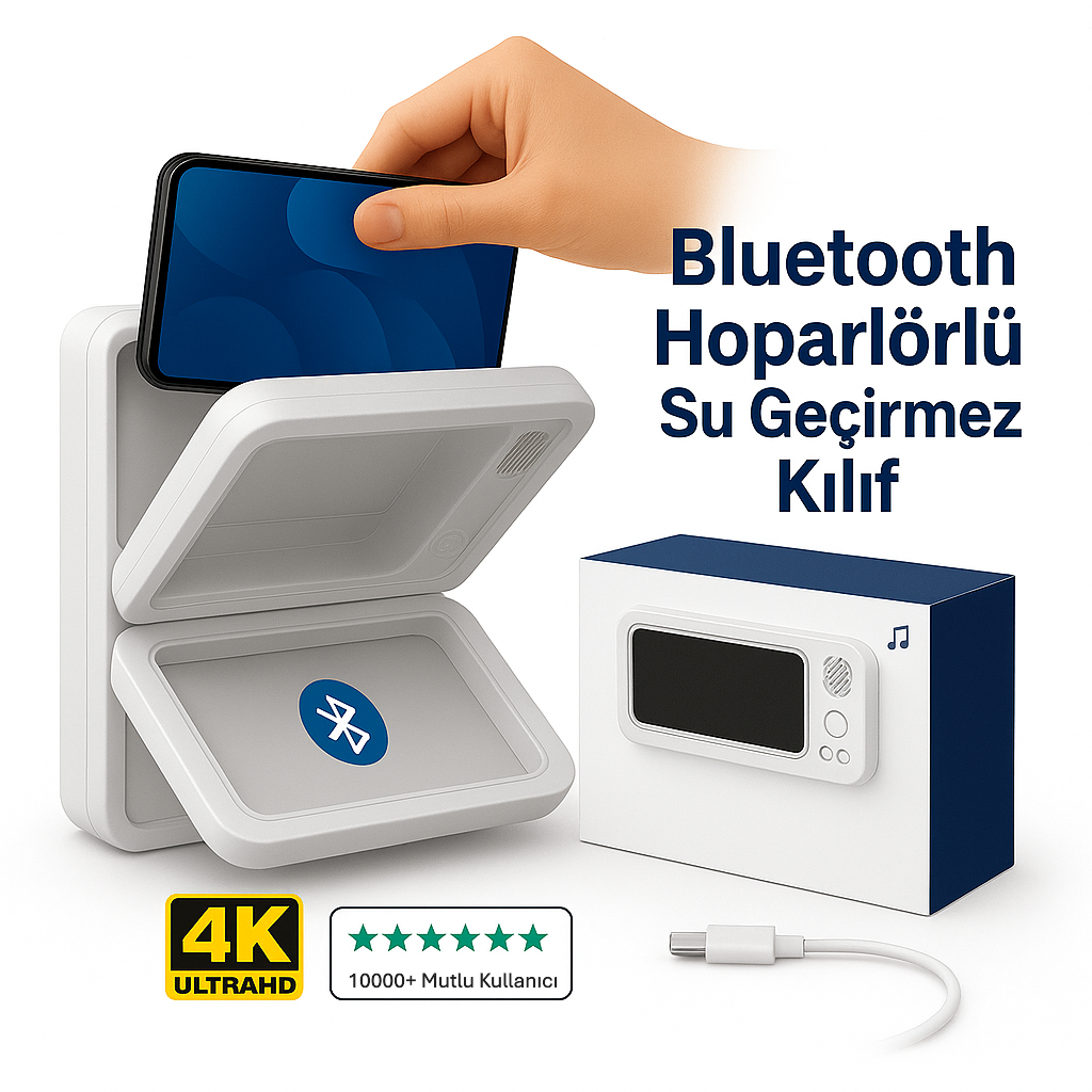 Bluetooth Hoparlörlü Su Geçirmez Kılıf
